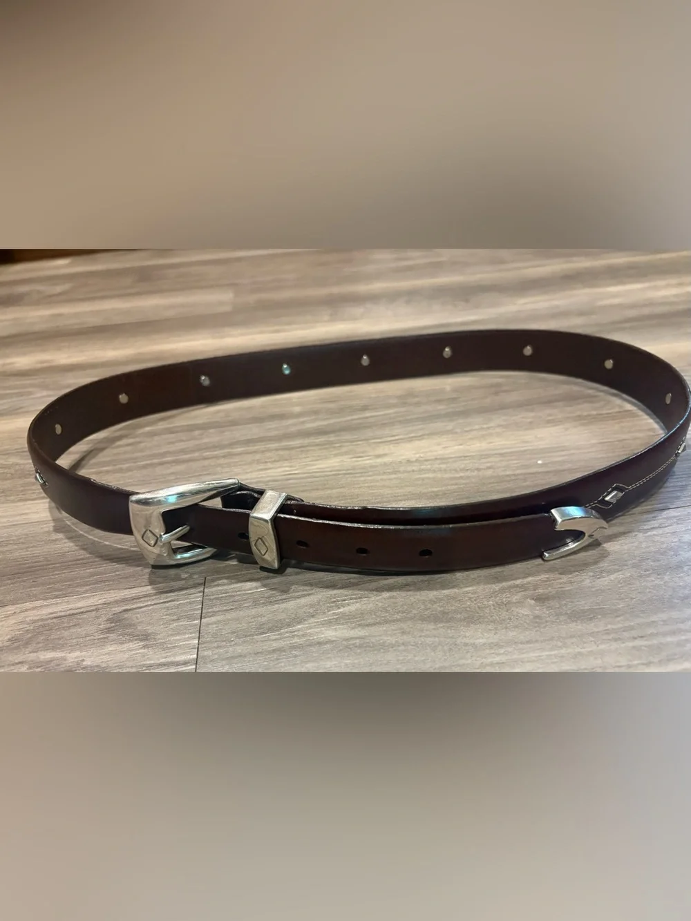 Brighton Brown Leather Belt with Silver Buckle